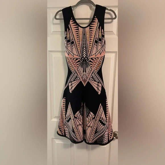Herve Leger Dresses | Herve Leger Embellished Flare Bottom Dress | Color: Black/Pink | Size: M | Pm-92690489's Closet